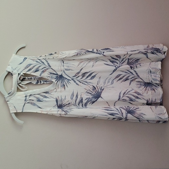 O'neill Colleen Tropical Palm Print Mini Dress Key Hole Sexy Tie Back Neck Med - Picture 2 of 8